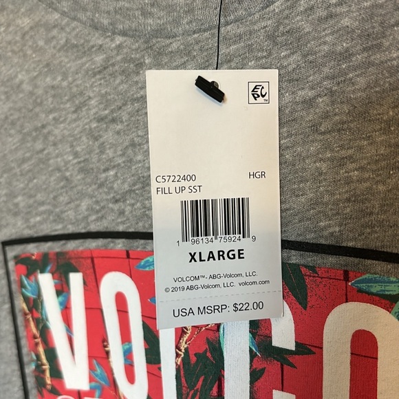 NWT Volcom Boys Fill Up Short Sleeve Tee MSRP $30 Heather Grey - Picture 7 of 8